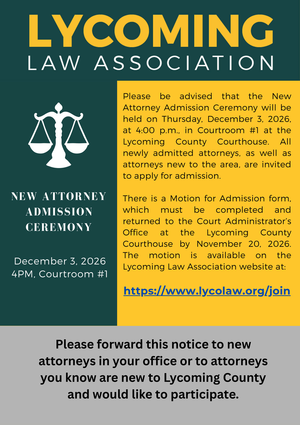 New attorney admission 2026