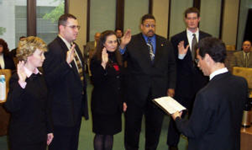 Prothonotary Bird swearing in the new admittees