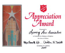 2003 Salvation Army Appreciation Award